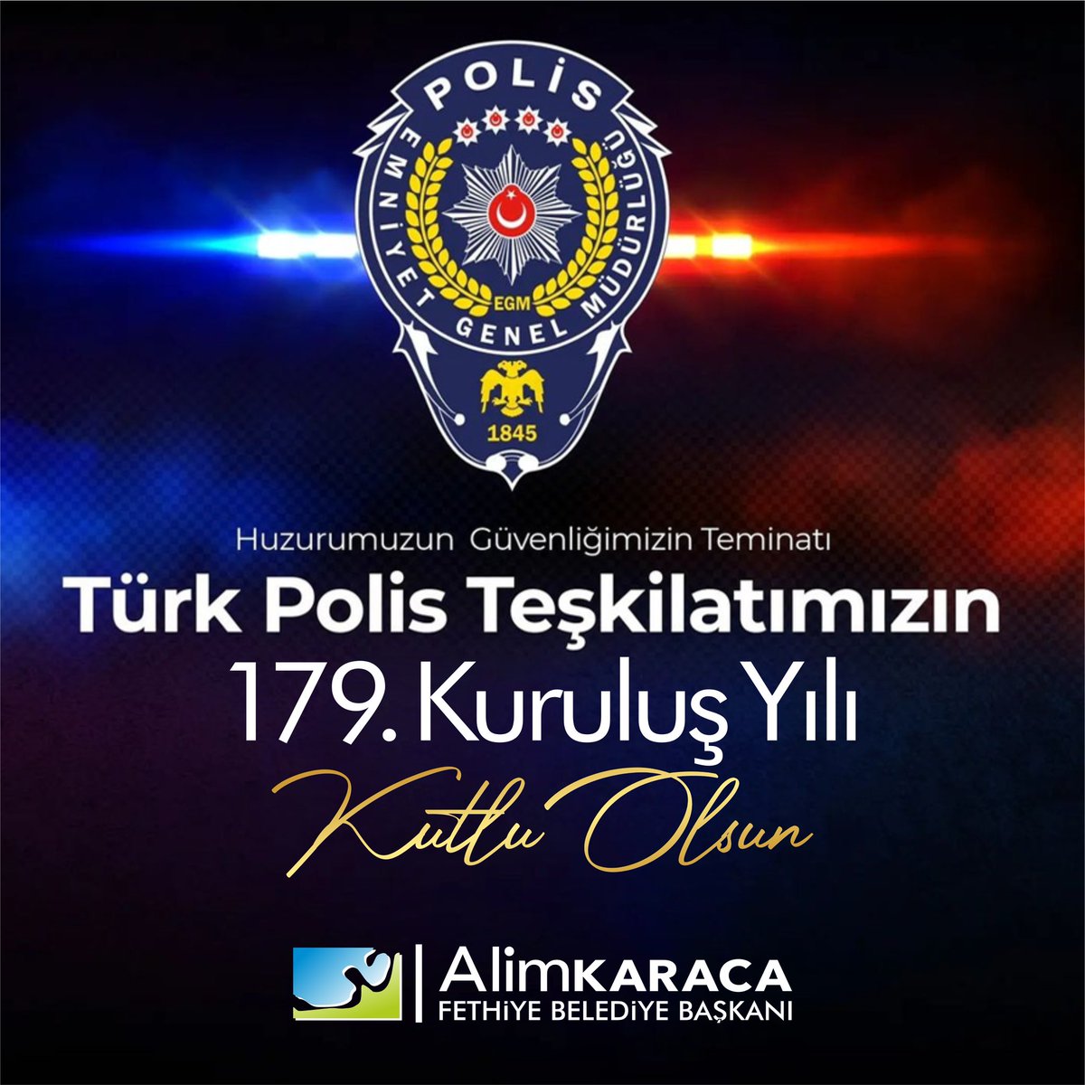 Ülkemizin güvenliği ve huzuru için her koşulda görev yapan Türk Polis Teşkilatı’mızın 179. kuruluş yıldönümü kutlu olsun. Vazife başında şehit olan tüm emniyet mensubu yurttaşlarımı rahmet ve minnetle anıyorum. 🇹🇷