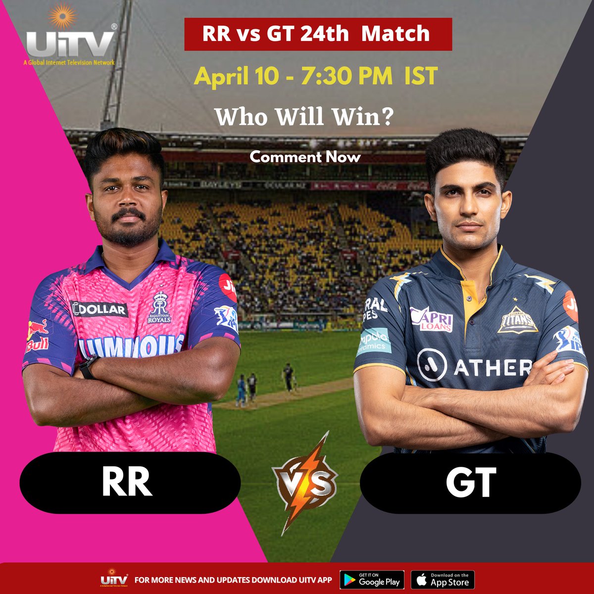 Exciting Match Alert! 🏏 Tonight, get ready for an epic showdown between the Rajasthan Royals and the Gujarat Titans in the IPL! Don't miss out on the action-packed clash as these two powerhouse teams battle it out on the field #RRvsGT #IPL2024 #CricketFever #BattleOnThePitch 🌟