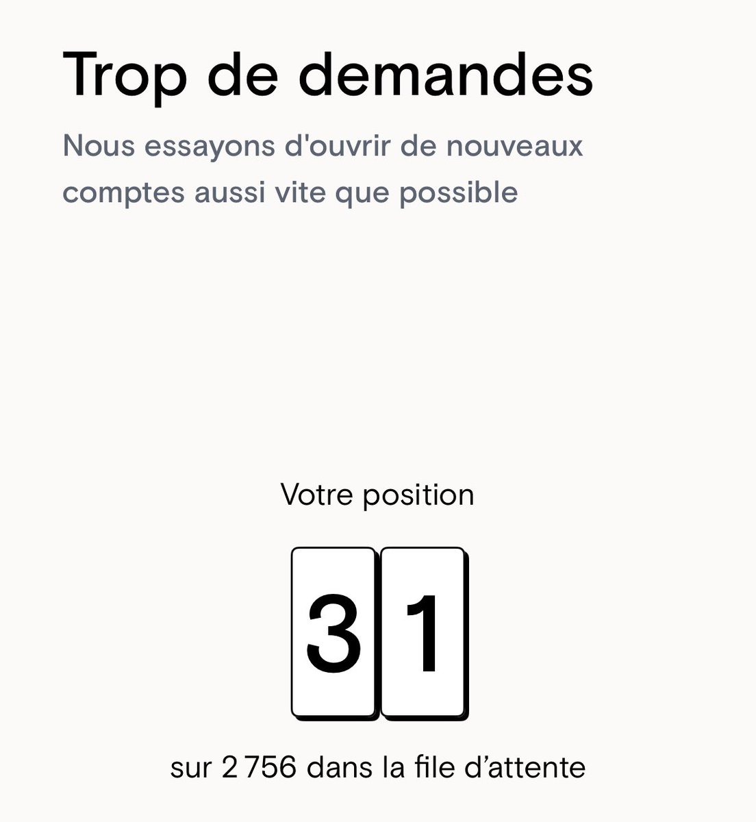 Allez hop : rituel matinal -> check la liste d attente DeBlock, la nouvelle neobanque qui est « game changer » pour le monde des cryptos

31eme …. J’espère que ça va passer aujourd’hui 🙏

Pour s’inscrire gratuitement, c’est par là :

dblk.me/c-qsx0qqgu

@DeblockApp