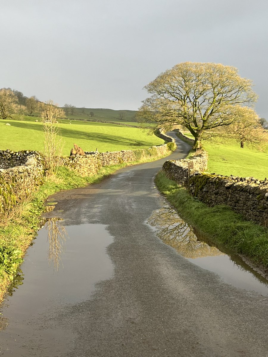 An early morning lull in the rain on Stainforth Lane