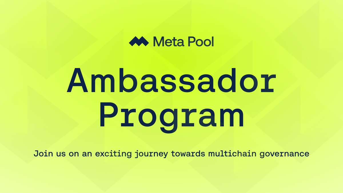 Become a Meta Pool Ambassador: Spread DeFi & Earn Rewards! 🌟 Join our vibrant Meta Pool Ambassador Program 😎 Don't miss this opportunity to be a key player in the future of DeFi 🎯 Let's build the future together! 🙌 Apply now: bit.ly/meta-pool-ap