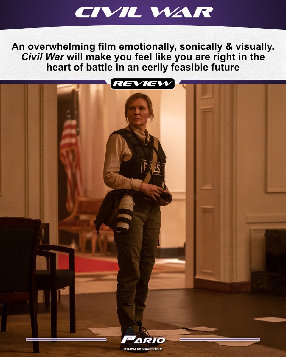 Switch on the news emanating from the United States & you'll soon realise where the inspiration sprung from for Alex Garland's latest film, #CivilWarMovie. Read the full review on our website (link in bio).