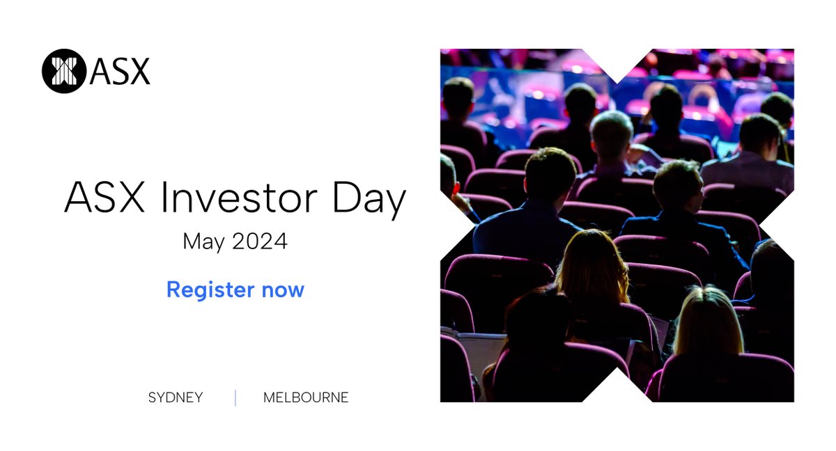 We are back with ASX Investor Day in Melbourne and Sydney for May 2024! Don't miss your chance to get a ticket and gain unparalleled access to fund managers, brokers and financial market experts. Tickets are selling quick so get yours now. bit.ly/3TV6JfK #ASXInvestorDay