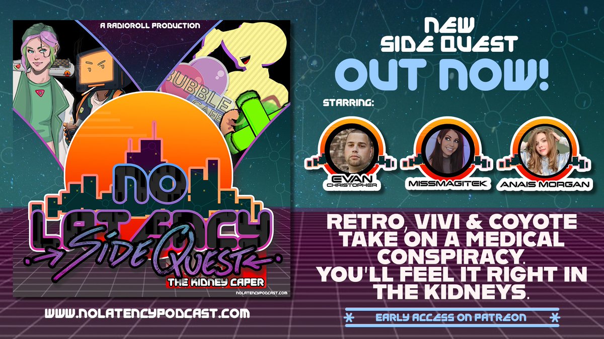 🧋OUT NOW!🧋 Retro, Vivi and Coyote discover Chad in Pieces. 🚑 And they don't have long to put him back together. Join @Miss_Magitek @notchris_evans @binarydragon and @AnaisRMorgan in Another No Latency Side Quest, Today! #cyberpunk #Oneshot #ttrpgfamily