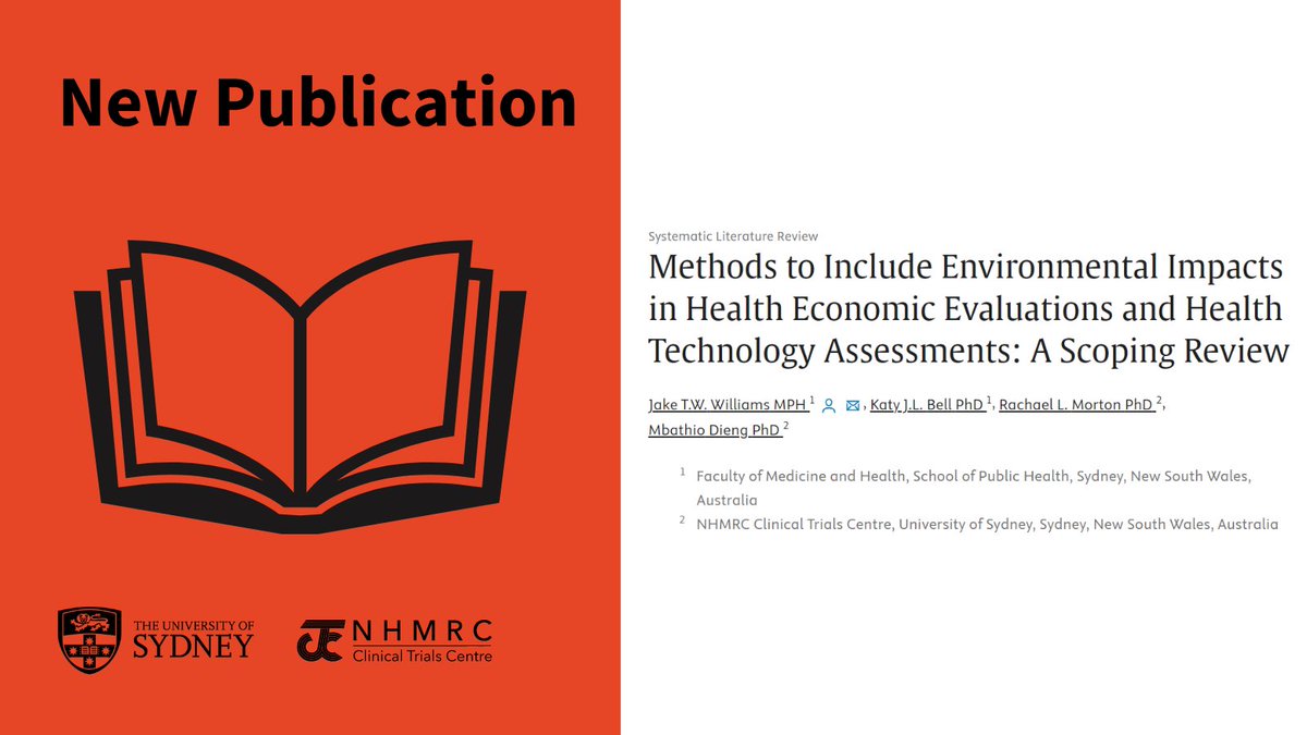 📣 New Publication Alert 📣 'Methods to Include Environmental Impacts in Health Economic Evaluations and Health Technology Assessments: A Scoping Review' led by @jaketwwilliams, a PhD student at the @TrialsCentre , was recently published in Value in Health journal. 🔬📖 The…