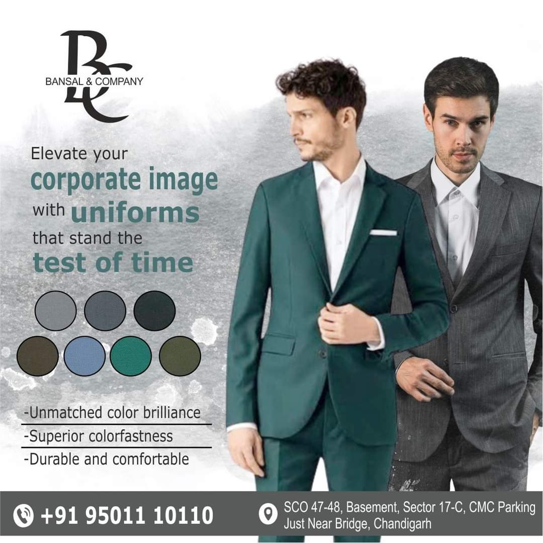 Don't settle for fading colors and unprofessional uniforms! 
We provide top-quality corporate wear made with superior fibre dyed or VAT dyed fabrics.

#latestcollection #FashionSale #bansalandco #MensFashion #SpecialOffer #SuitUpInStyle