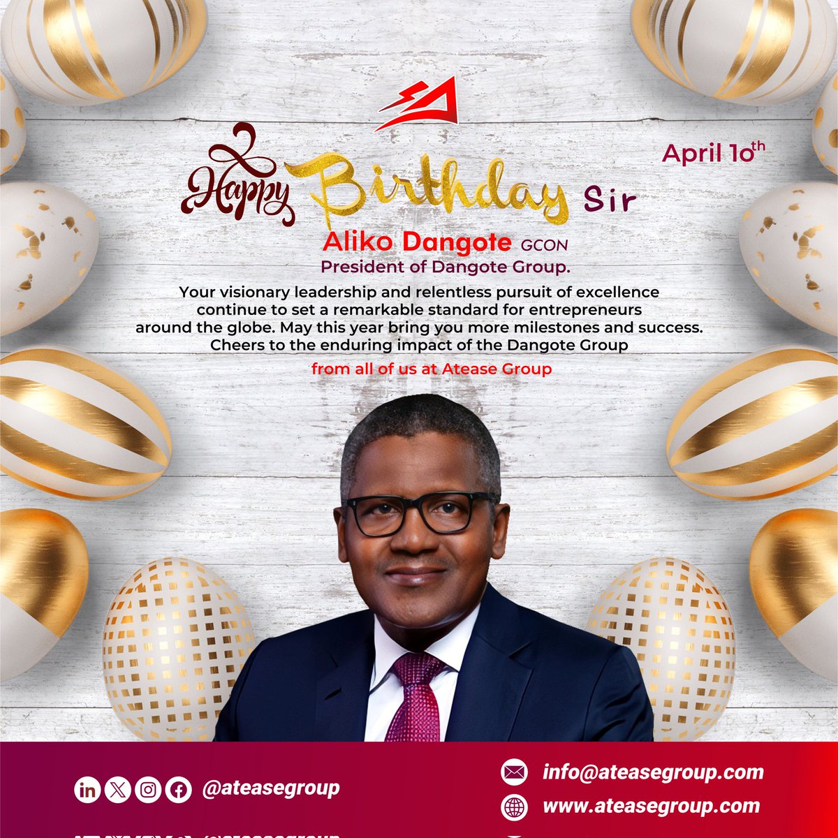 Happy Birthday to our African Giant @AlikoDangote
a reliable mentor, visionary leader...
we wish you more on earth❤

#dangote #birthday #april10
#Eidmubarak2024