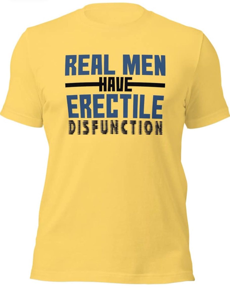 Real Men Have Erectile Disfunction
⬇️⬇️⬇️

amazon.com/Real-Erectile-…

#tshirt #tshirtchallenge #shirt  #funny #funnyquotes #humor #darkhumor #artwork #shirtdesign #adult #adultjokes #adultshirts #realmen #erectiledisfuction #erectiledysfuntionremedies #erectiledisfunctionawareness