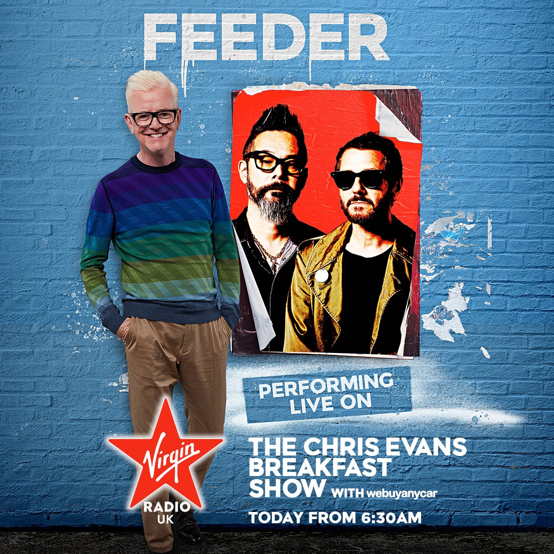 Good Morning and happy Wednesday! 🤩 

This morning, on the #ChrisEvansBreakfastShow with @webuyanycar:

⚫️🔴 British rockers @FeederHQ grace our Stool of Rock ahead of the release of their new double album Black/Red!

📻 Listen from 6:30am-10am: virginradio.co.uk 📱 And…