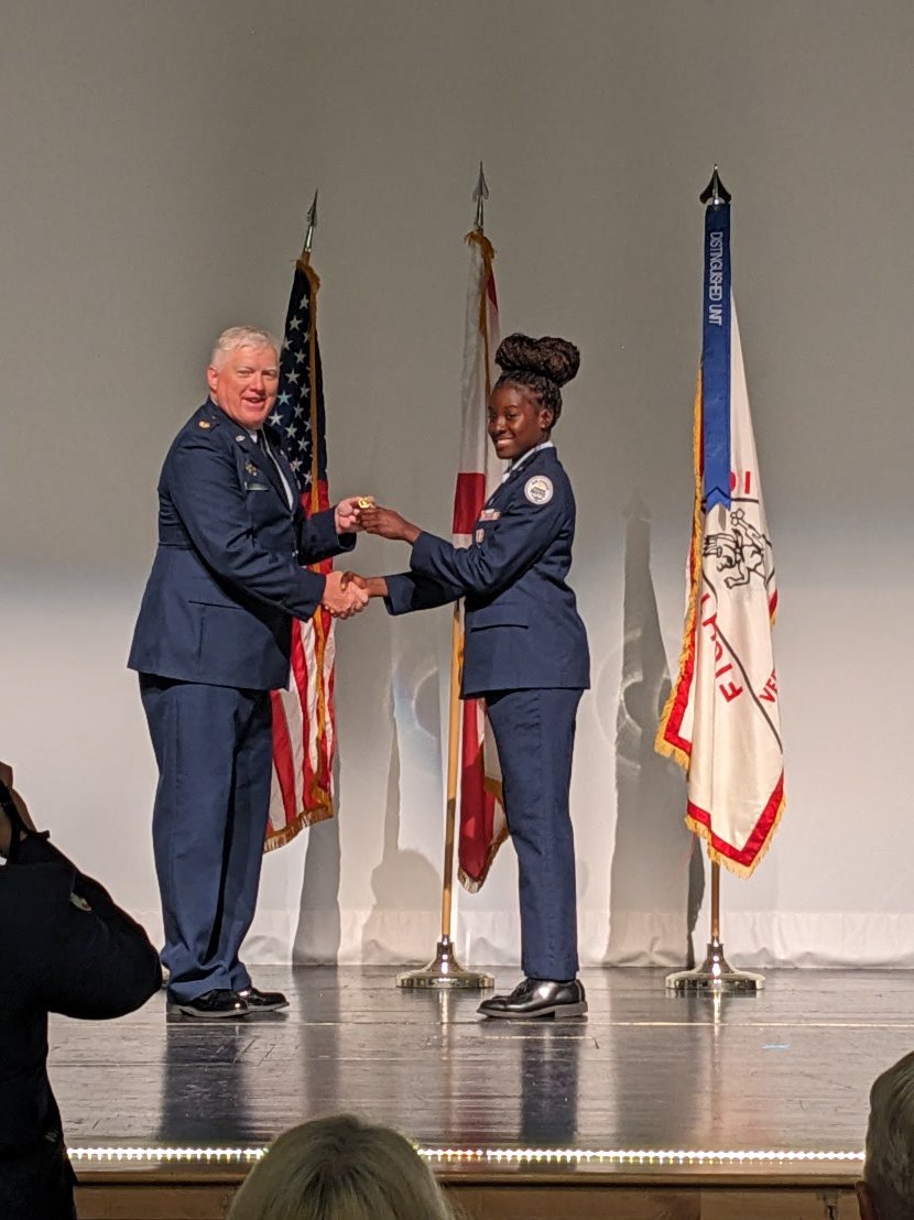 AFJROTC Awards Night Let's celebrate the accomplishments of Tymarra Word and Alexandra Messam at the AFJROTC Awards Night! Tymarra, a dedicated senior who has been actively involved for three years. Alexandra, a junior at Vero Beach High School, also received recognition.