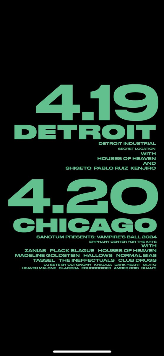 2 shows this spring in the Midwest :)
a hometown show with the fam in our favorite DIY space on April 19 presented by Detroit Industrial and returning to Chicago for the first time in 5 years to be part of Vampires Ball
