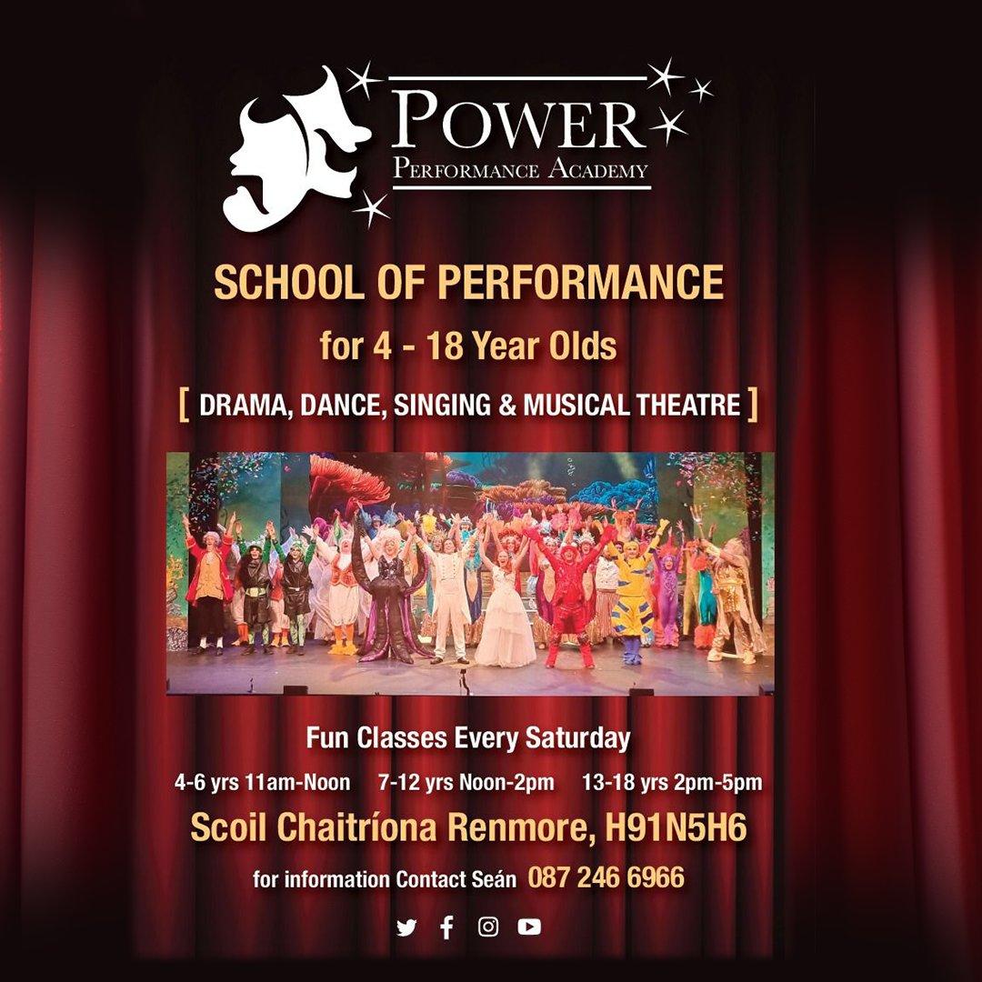We are delighted to announce that the role of Bill Sikes and our very own Keith Hanley is sponsored by Power Performance Academy! 

Power Performance Academy is an amazing musical theatre, drama, and stage school located in Renmore, with classes for 4-18 year olds!