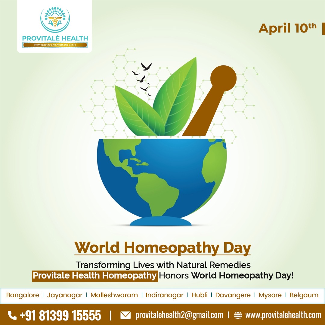 Celebrate the healing power of homeopathy this World Homeopathy Day with Provitale Health Homeopathy. Embrace a natural approach to wellness that focuses on treating the individual as a whole, rather than just the symptoms. 

#worldhomeopathyday #naturalhealing #homeopathyworks