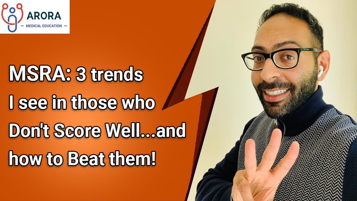 🙌 3 Trends I see in those who Score Low in MSRA - and how to beat them... watch here... youtu.be/WSH8NJLNlDI #Meded #FOAMed #FOMed #MedicalEducation #CanPassWillPass #MedTwitter #iWentWithArora