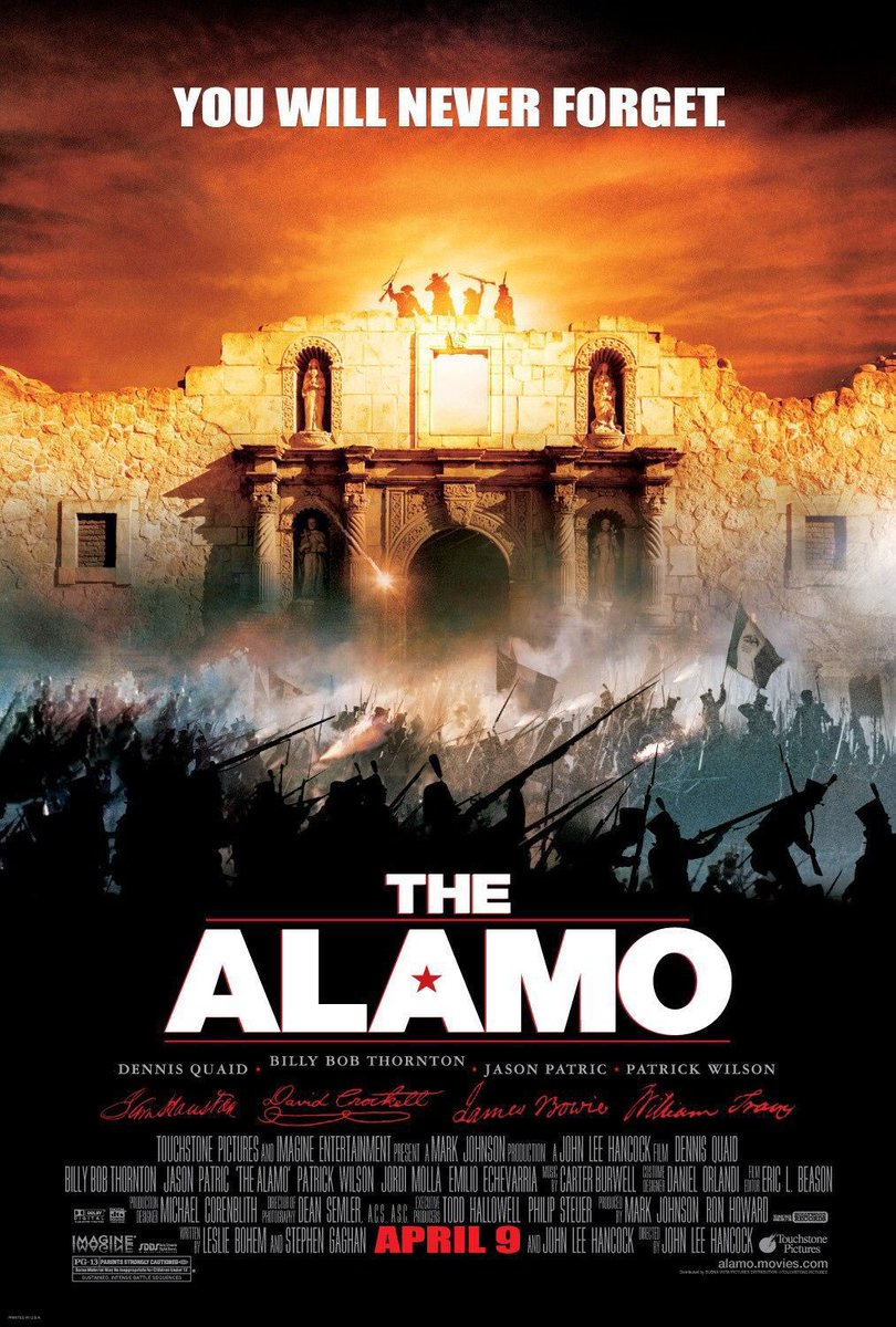 🎬MOVIE HISTORY: 20 years ago today, April 9, 2004, the movie ‘The Alamo’ opened in theaters!

#DennisQuaid #BillyBobThornton #JasonPatric #PatrickWilson #EmilioEchevarria #JordiMolla #LeonRippy #MarcBlucas #EmilyDeschanel #WEarlBrown #TomEverett #RanceHoward #KevinPage