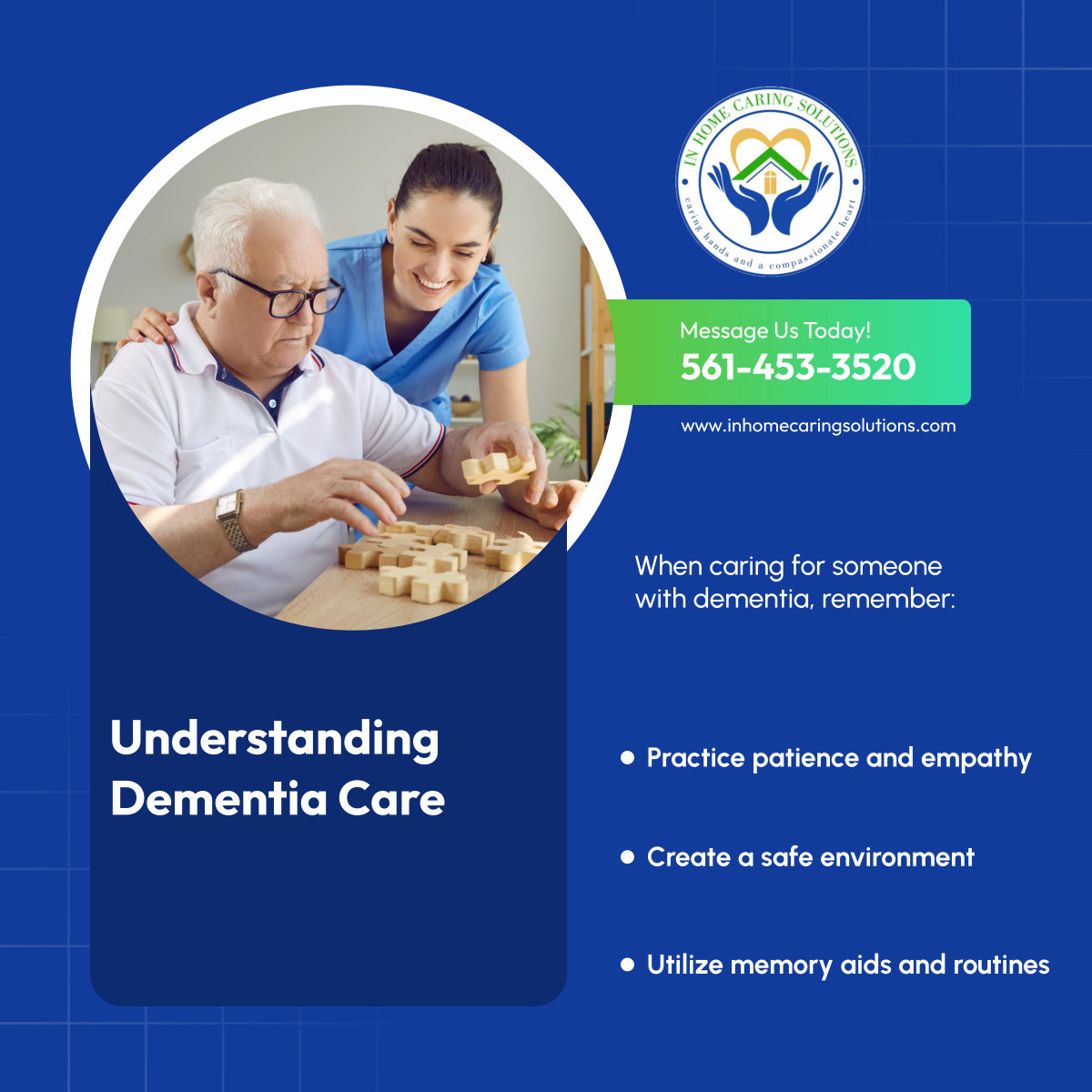 Caring for a loved one with dementia requires compassion and understanding. Implement these strategies to provide the best possible care and support.

#BocaRatonFL #HomeCare #DementiaCare