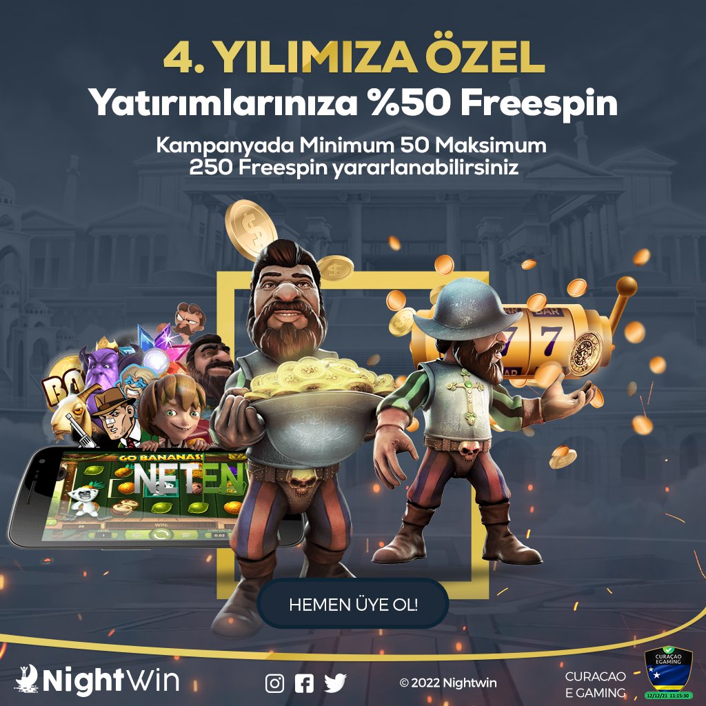 4. Yıla Özel Çevrim Şartı Olmayan %50 Freespin !! nightwin208.com