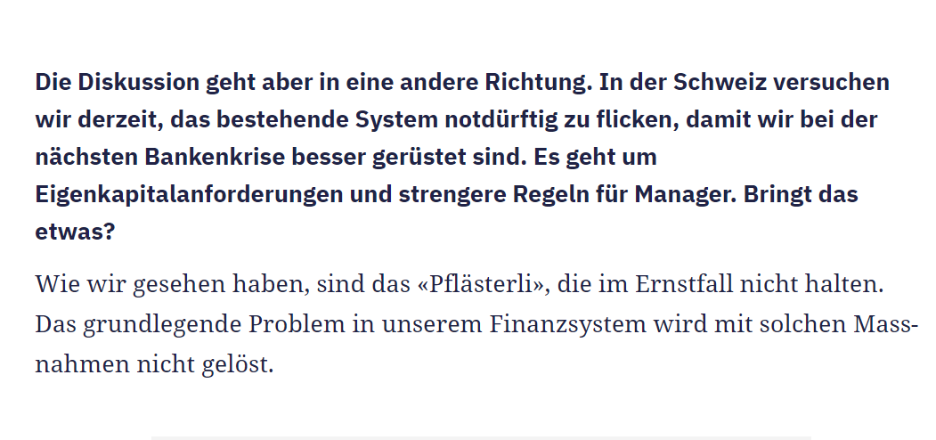 Heute soll der Bundesrat den neuen #TooBigToFail-Bericht vorstellen.

@jorgosbrouzos vom @tagesanzeiger hat mich dazu und zum neuen Buch «Capitalism and the Market Economy» befragt.

Das ganze Interview gibt es hier: tagesanzeiger.ch/ubs-bank-rettu… #CreditSuisse