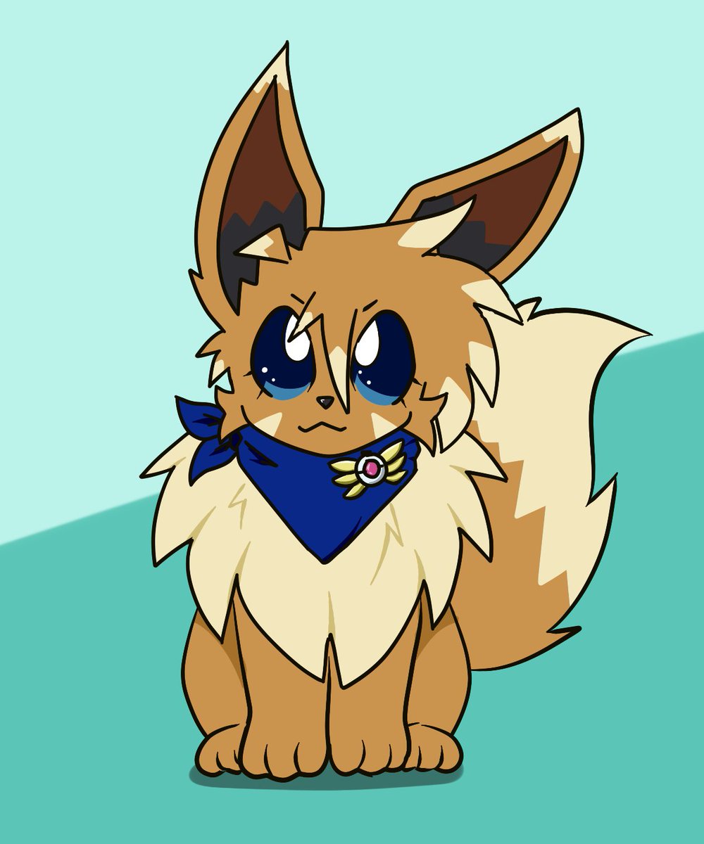 eevee solo looking at viewer smile blue eyes simple background closed mouth sitting  illustration images
