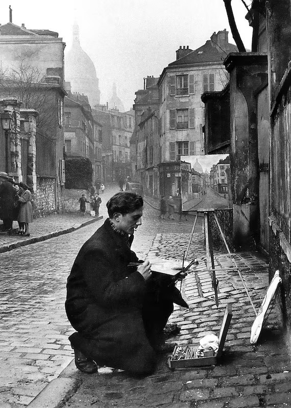 Bonjour. ☕️🥖😊 Ed Clark. Le peintre de Montmartre 1946. Paris