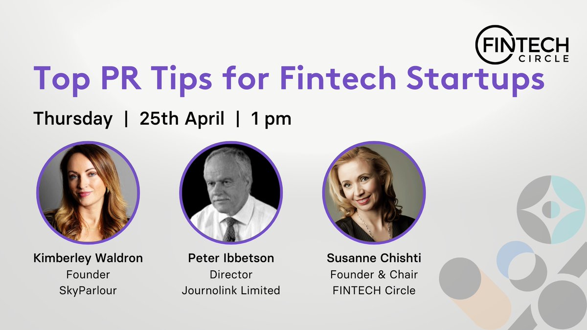 📢Ready to elevate your Fintech startup? On April 25th at 1:00 PM (GMT), dive into the world of PR strategies with industry experts. Don't miss out on invaluable insights & networking opportunities. Join Now👉🏼bigmarker.com/fintech-circle… #fintech #PRtips #Startups