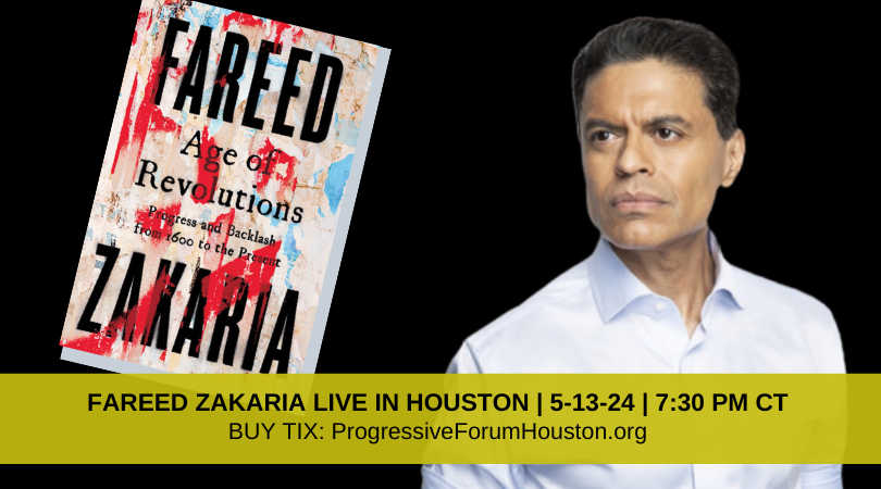 See Fareed Zakaria live in Houston 5/13 and get your free copy of Age of Revolutions, plus meet the speaker and get your book signed! Tix: ow.ly/gq6t50RbVRs #fareedzakaria #houston #houstonevents #hounews #houstontx