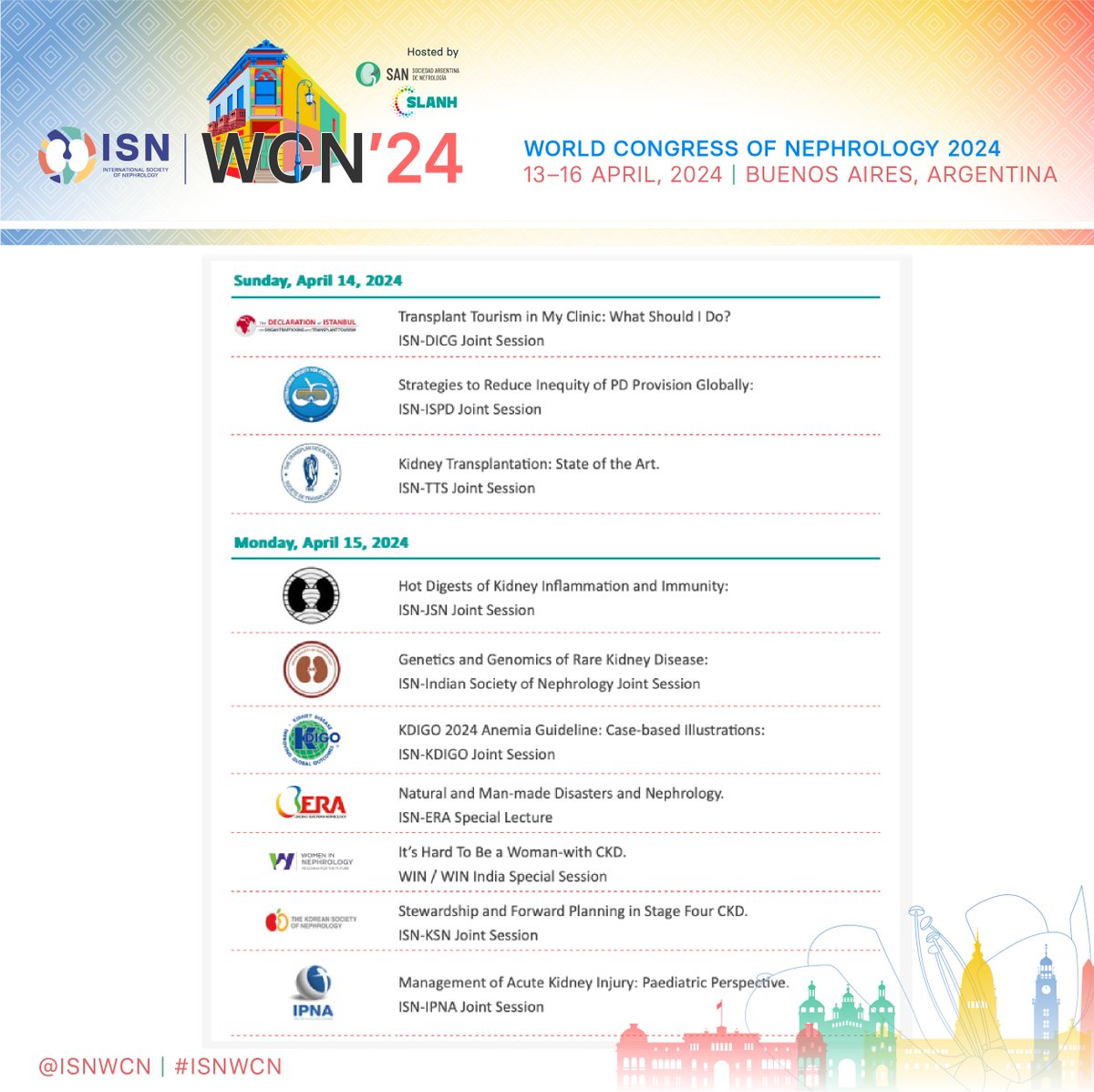 Don't miss the joint sessions during #ISNWCN @ISNWCN 🇦🇷 #womeninnephrology #PeritonealDialysis #kidneytransplant