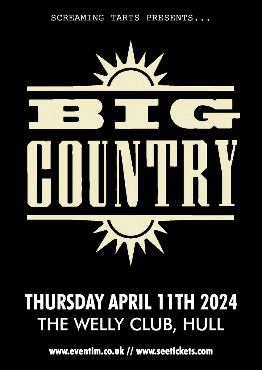 Big Country returns to The Welly in Hull tomorrow evening (Thursday 11th April). Limited tickets are still available at: seetickets.com/event/big-coun…