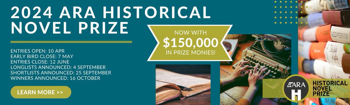 The #ARAHistoricalNovelPrize is open for entries. Now with $150,000 in prize monies, it's the richest #literaryprize in Australasia thanks to @TheARAGroup sponsorship. Enter now. hnsa.org.au/ara-historical… #historicalfiction #historicalnovels #HNSA #writingprize #history