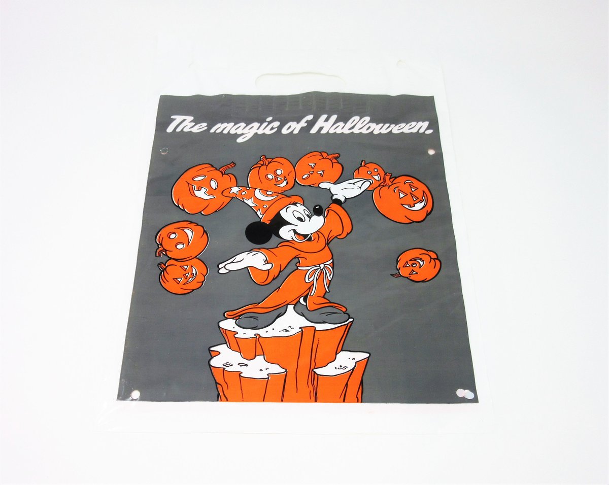 Vintage 1988 Unused Plastic Walt Disney Mickey Mouse Halloween Trick or Treat Candy Bag with Pumpkins M&M's Candies Collectible Disneyana tuppu.net/a74cea85 #etsyseller #vintage #Etsy #VintageHalloween