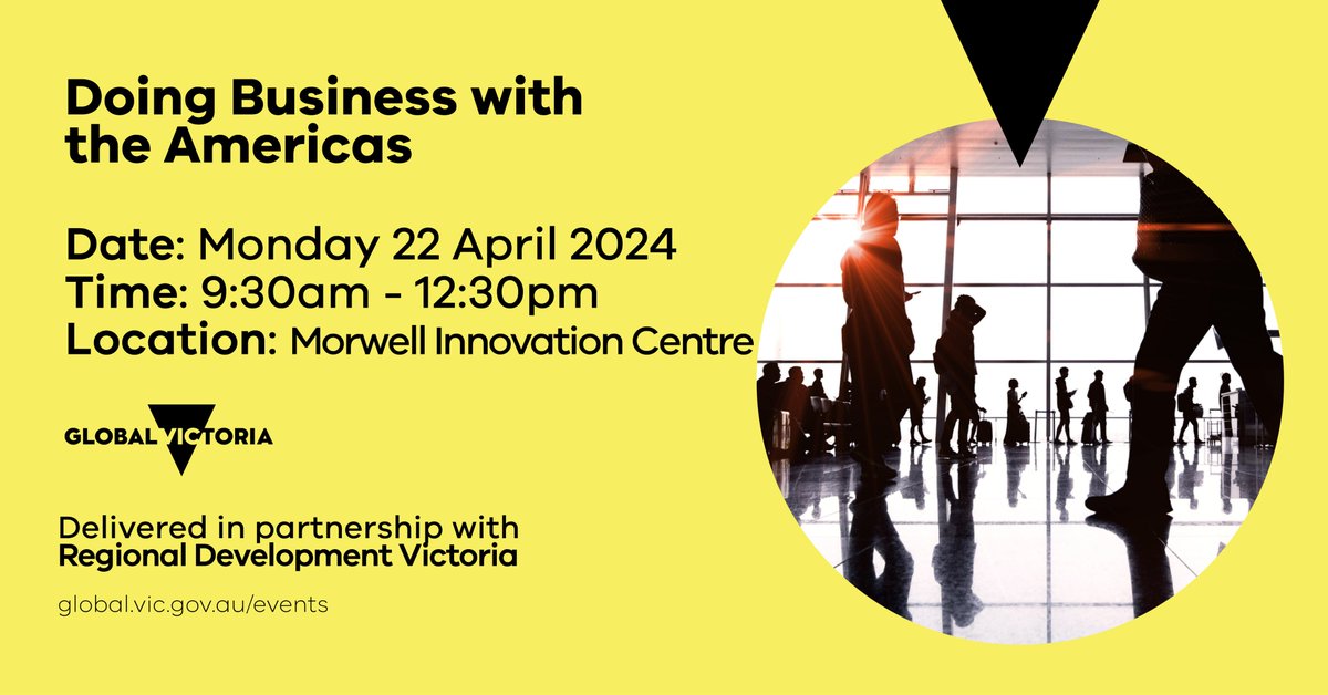 📢Victorian businesses from the La Trobe Valley area of #Gippsland! What are the benefits & challenges of #exporting to the Americas? Join us & @RD_Vic to meet Global Vic's USA & Latam team & get all the insights. Bookings essential: tinyurl.com/3je8v3fb #RegionalVictoria