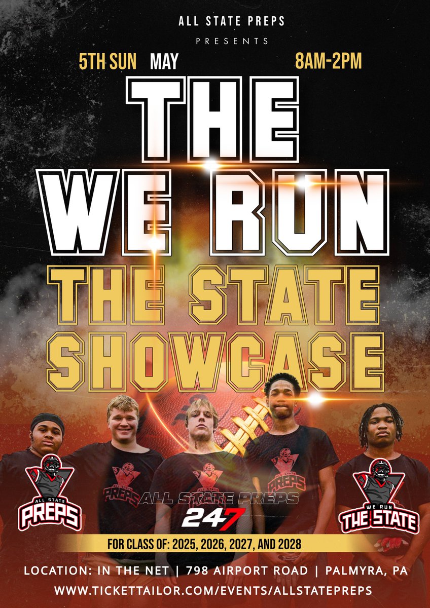 The All State Preps WE RUN THE STATE SHOWCASE - May 5th tickettailor.com/events/allstat… @Preps_247