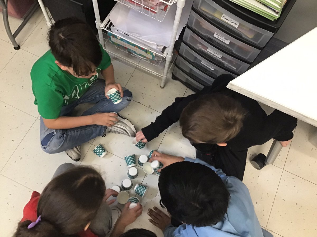 Maureenbodson's tweet photo. Ms. Martino and Mrs. Bodson’s classes often work together during our SEL lessons @Jackson_Ave @MineolaUFSD. Goal was to build the tallest cup tower without falling over. Lots of discussions and planning led to many towers up, down all around. https://t.co/s0Rd0ZnMRe