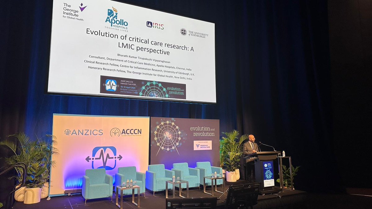 So grateful for the opportunity to present and share my perspectives on the evolution of critical care research in India at the opening plenary of @anzics ASM earlier this morning 🙏 Thanks to @maheshramanan and the entire @anzics team for the invitation and hospitality 🙏