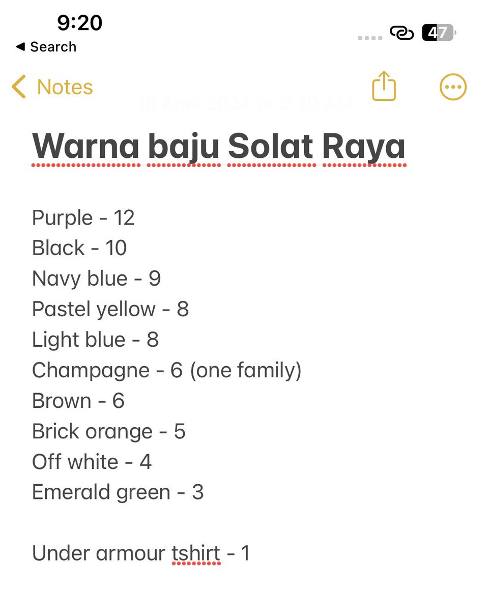 Warna baju tadi masa solat Raya