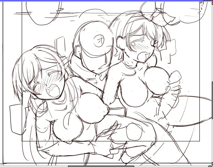 進捗…おじさんをもっと大きくしないとアレかなぁ…
構図が難しいなー_(:3_  _)_ 