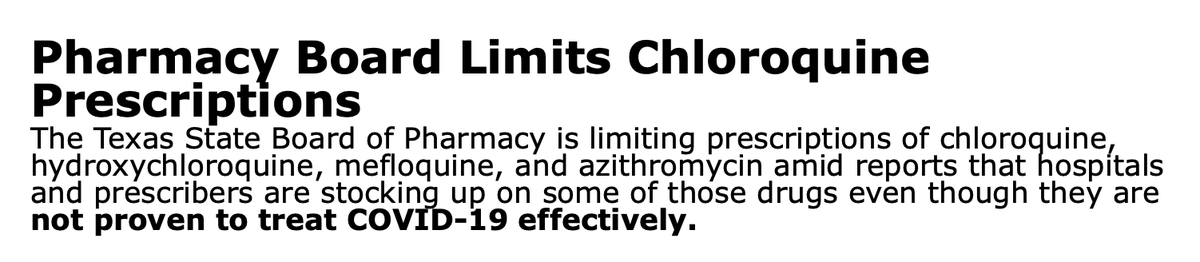 March 19, 2020: President Trump declares hydroxychloroquine a 'game-changer.' March 26, 2020: Email alert from Texas Medical Association...