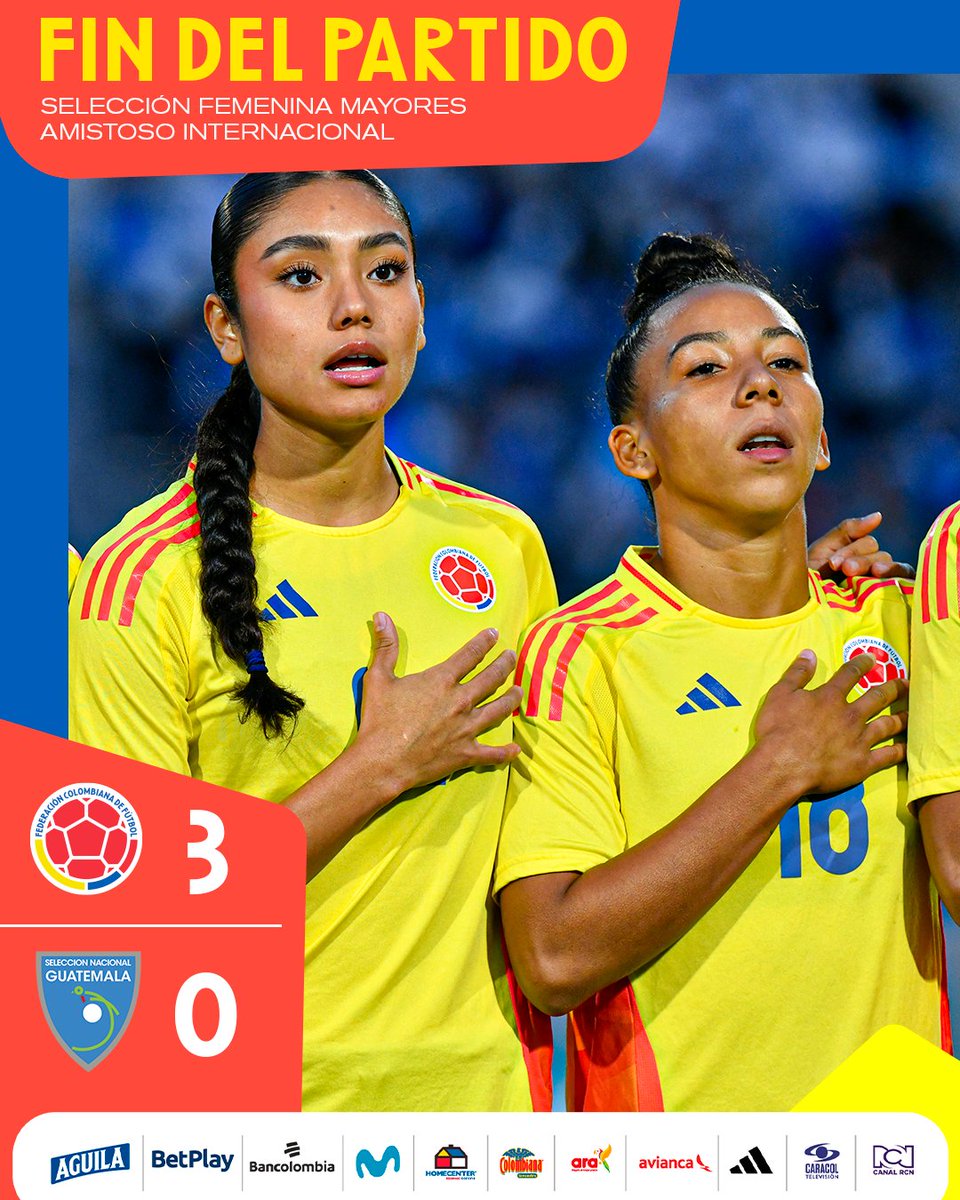 ⏱️ ¡Finaliza el partido! ¡Victoria para la Selección Colombia Femenina en esta segunda Fecha FIFA! 🇨🇴 3-0 🇬🇹 #TodosSomosColombia🇨🇴