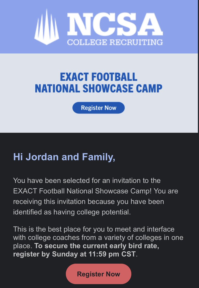 #AgtgBlessed To be invited to The Exact Football National Showcase Camp @ncsa