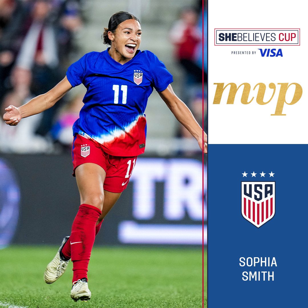 YOUR @Visa SheBelieves Cup MVP: @sophsssmith 🏆