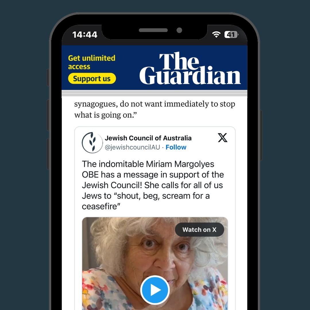 Miriam Margolyes in @GuardianAus supporting our calls for a ceasefire and end to Israel’s violence and oppression of Palestinians. theguardian.com/film/2024/apr/…