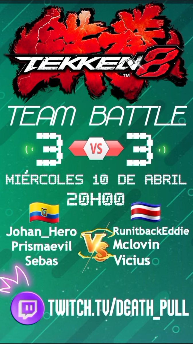 Great Event from tomorrow

Team Costa Rica vs Team Ecuador

Team  Costa Rica 🇨🇷
@RunItBackEddie 
<a href="/McLovin248/">ABA|Mclovin</a> 
TB Vicous