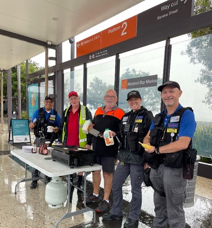 Some of our network officers sharing some good energy – and pancakes- at the Redland Bay Marina in Queensland. It was great to connect with transport users around a pancake breakfast and a nice chat!