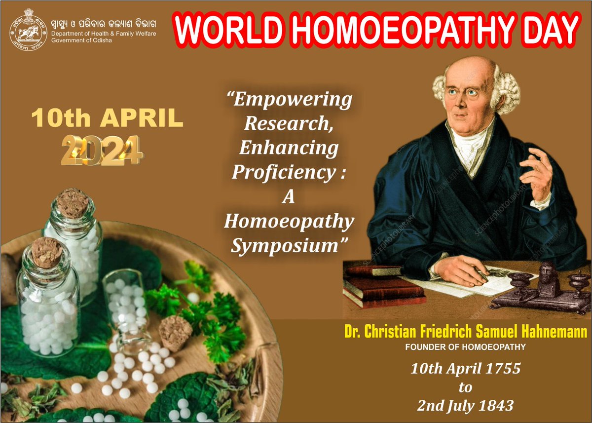 #WorldHomoeopathyDay is observed every year on 10th April to commemorate the birth anniversary of Dr Samuel Hahnemann, the founder of #Homoeopathy & celebrate his significant contributions to Medicine.