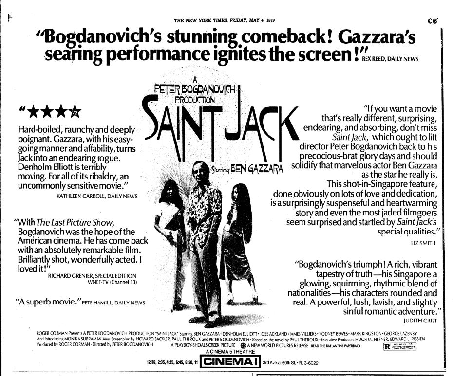 May 4, 1979 New York Times ad for SAINT JACK: