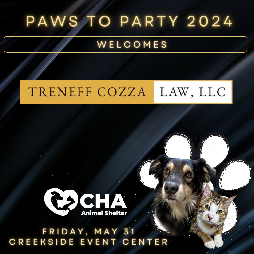 CHA Animal Shelter's Paws to Party 2024 welcomes returning Pinot Pooch Sponsor, @TreneffCozza. We appreciate your continued support! To learn more about sponsorships and tickets to the event visit chaanimalshelter.org/pawstoparty/. #chaanimalshelter #chapawstoparty