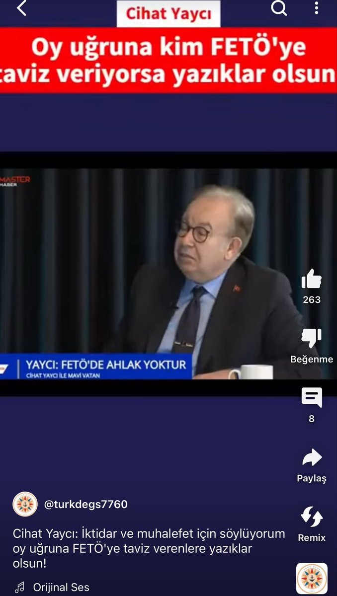 🔴 Cihat Yaycı: FETÖ ile samimi ve ciddi mücadele etmeyip, FETÖ’yü bitirmeyenleri, şimdi FETÖ bitiriyor … FETÖ’nün tuzaklarına birbir düşüyor, düşürülüyorlar. Kendi düşen ağlamaz… Her örgütün, cemaatin, partinin vs. altından FETÖ çıkıyor… Allah Devletimizi korusun……