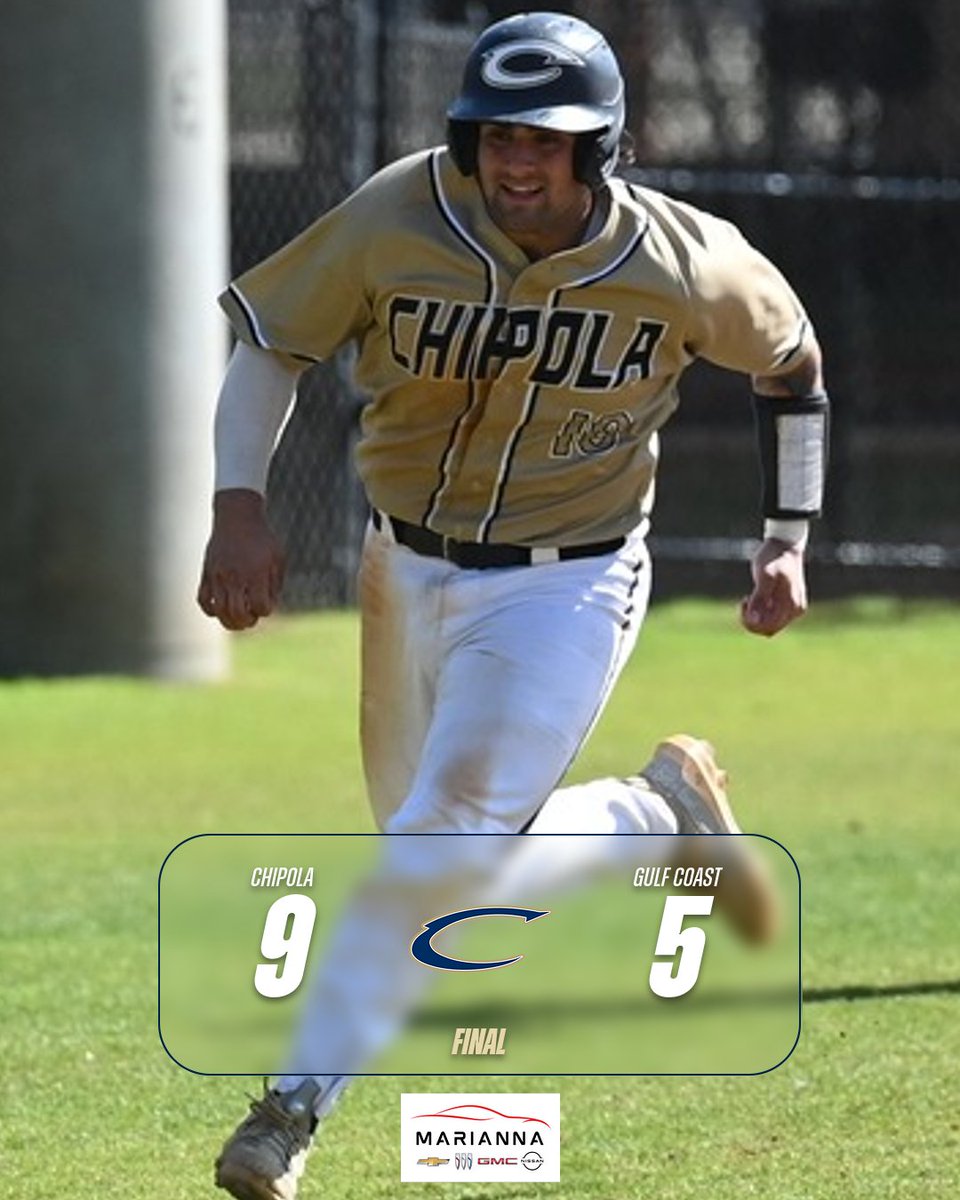 Chipola wins the 1st of 4 games with Gulf Coast this week to move to 28-13 overall and 11-6 in conference. Zander Buchan was 3-4 with 2 RBI Edian Espinal was 2-6 JP Ortiz was 2-5 with a 2B and 2RBI WP - Ismael Borrero 1.2 IP; 1H; 0R; 1BB; 3K Same teams in PC on Thursday at 5 PM