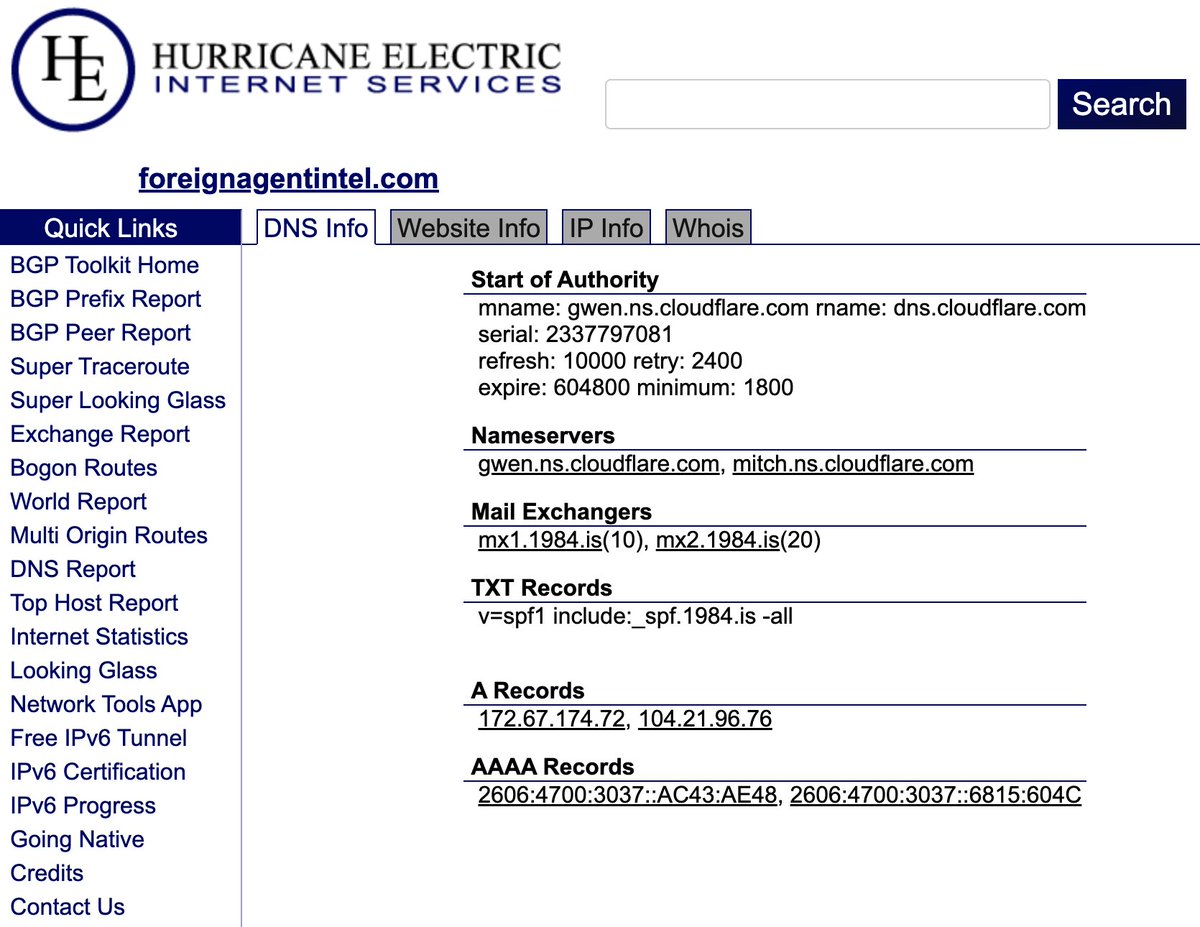 Another John Mark Dougan domain administered via the same account as britishchronicle[.]com, gbgeopolitics[.]com, and londonchronicle[.]news: foreignagentintel[.]com