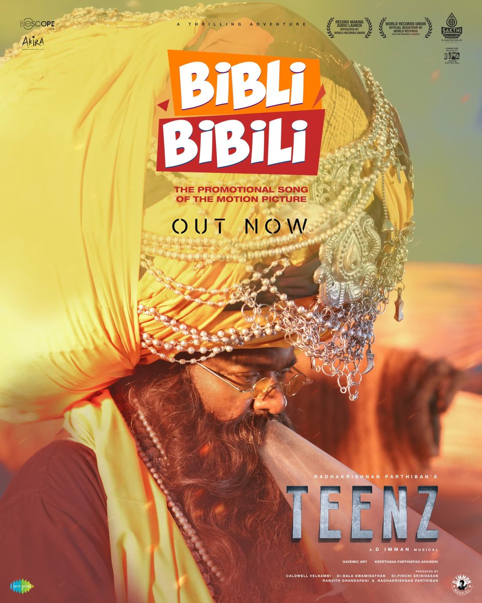 #BibliBibili Video Song from #Teenz is streaming Now! 😍 💥

youtu.be/IvV1KY6I3mw?si…

A @immancomposer Musical 🎸
🎙️ #Imman @rparthiepan @Arivubeing #KEY 
✍🏻 #RadhakrishnanParthiban 

@dopgavemic @k33rthana @editorsudharsan @GenauRanjith @lramachandran @AdithyarkM